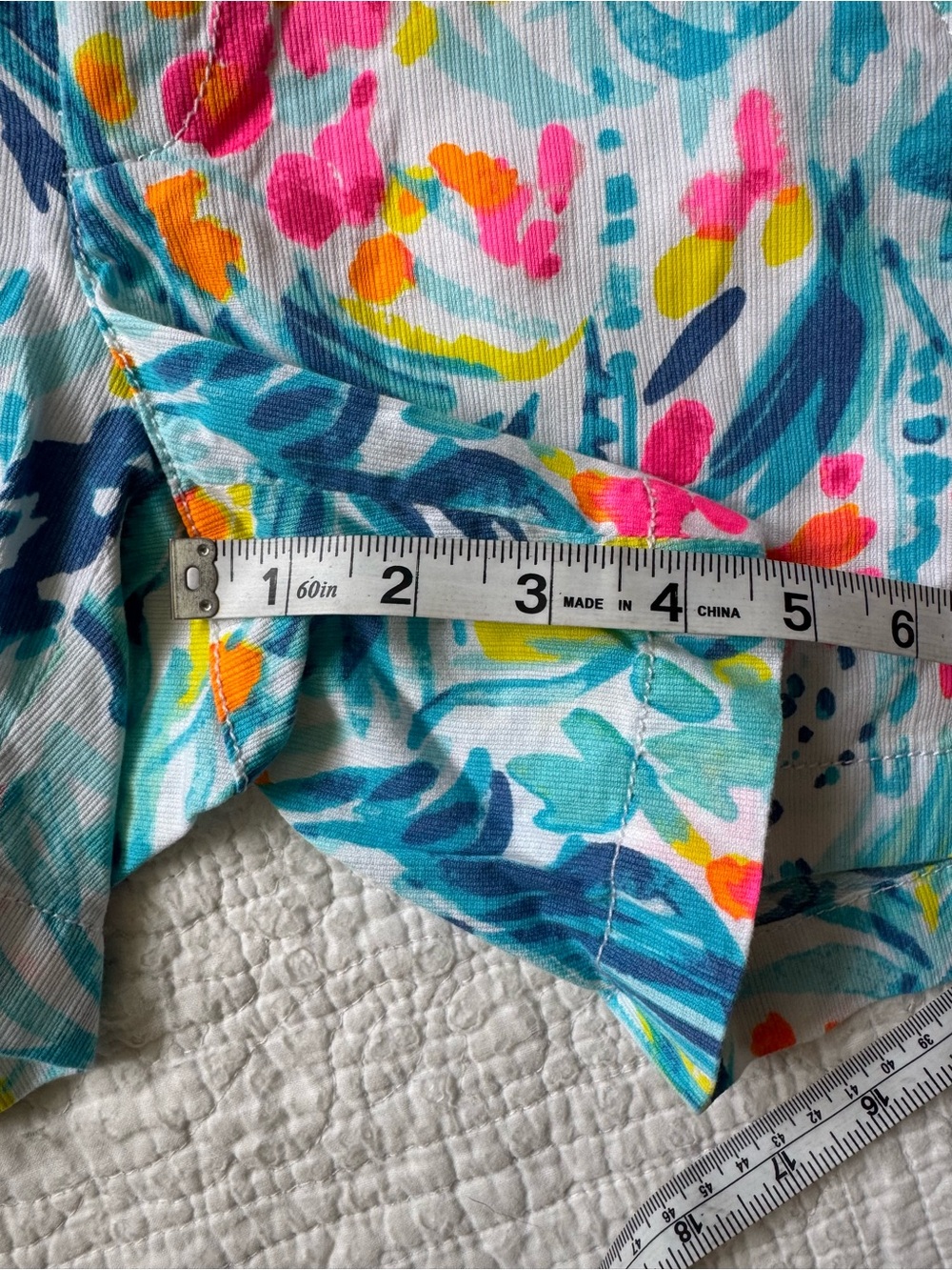 Lilly Pulitzer Vibrant Floral Printed Women’s Jean Shorts - Teal & Pink, Size 0 - Picture 7 of 8